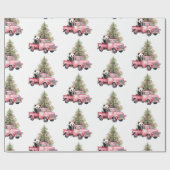 Roze  Vrachtwagen en Panda beer Cadeaupapier (Vlak)