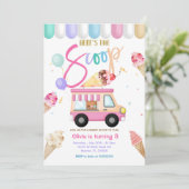 Roze vrachtwagen ijsje verjaardagsuitnodiging kaart (Staand voorkant)