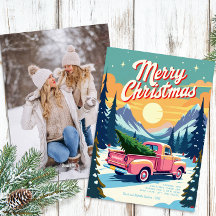  Roze Vrachtwagen Kerst Kaart