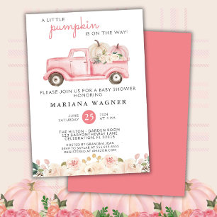 Roze Vrachtwagen Kleine Pompoen Baby shower Kaart