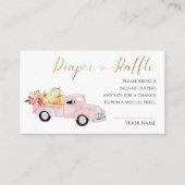 Roze Vrachtwagen Luier Raffle Herfst Baby shower Informatiekaartje (Voorkant)
