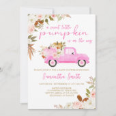 Roze Vrachtwagen Pompoen Baby shower Kaart (Voorkant)