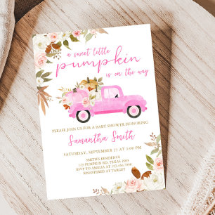 Roze Vrachtwagen Pompoen Baby shower Kaart