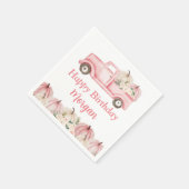 Roze  Vrachtwagen Pompoen Meisje Verjaardagsfeest Servet (Hoek)