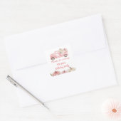 Roze Vrachtwagen Pompoen Verjaardagsfeestje Vierkante Sticker (Envelop)