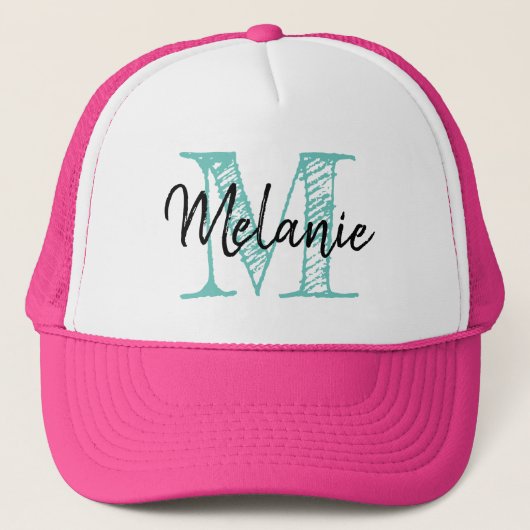 Roze vrachtwagenhoed voor vrouwen met  monogram trucker pet (Voorkant)
