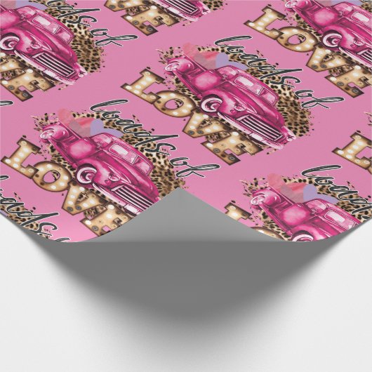 Roze vrachtwagenladingen voor liefdespakpapier cadeaupapier (Hoek)