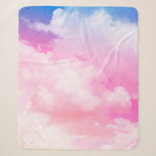 roze, vrede, blauw, gele wolken en lucht. Abstract Sherpa Deken