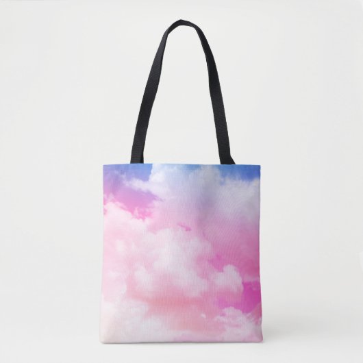 roze, vrede, blauw, gele wolken en lucht. Abstract Tote Bag (Voorkant)