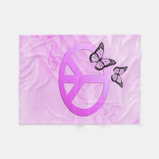 Roze vrede fleece deken (Voorkant (Horizontaal))