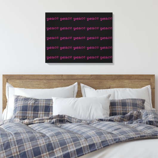 roze vrede in zwart canvas afdruk (Insitu (Slaapkamer))