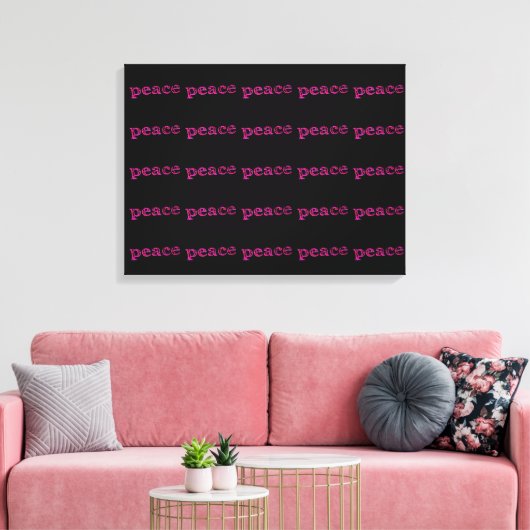 roze vrede in zwart canvas afdruk (Insitu (Woonkamer))