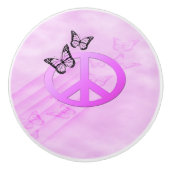 Roze vrede keramische knop (Voorkant)