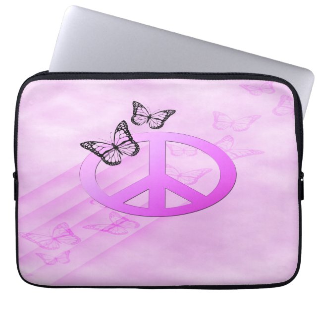 Roze vrede laptop sleeve (Voorkant)