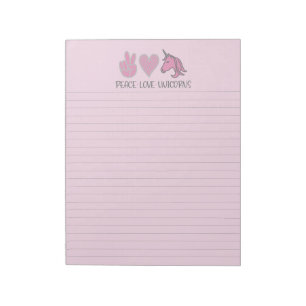 Roze Vrede Liefde Eenhoorns Gevoerd Notitieblok