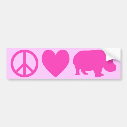 Roze Vrede Liefde en Nijlpaarden Bumpersticker (Voorkant)