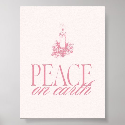 Roze Vrede op Aarde Kaars Kerst Poster (Voorkant)