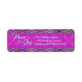 Roze Vrede & Plezier Kerstmis Etiket (Voorkant)