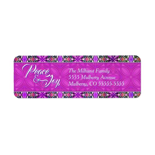 Roze Vrede & Plezier Kerstmis Etiket (Voorkant)