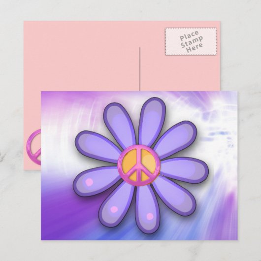  roze vredesbord briefkaart (Voorkant / Achterkant)