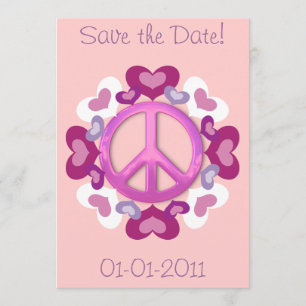  roze vredesbord en hartenuitnodigingen save the date