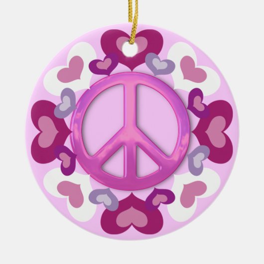  roze vredesbord en kunstversiering keramisch ornament (Voorkant)