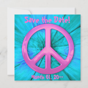 roze vredesbord over blauwe Abstracte explosie Save The Date