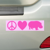 Roze vredesliefde en hippos bumpersticker (Op auto)