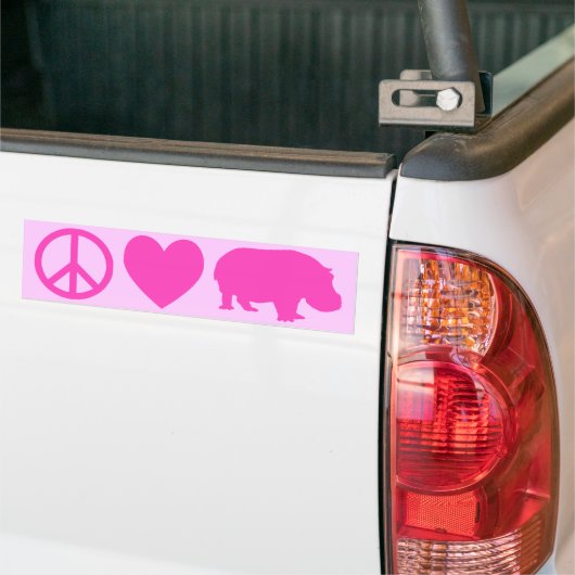 Roze vredesliefde en hippos bumpersticker (Op Truck)