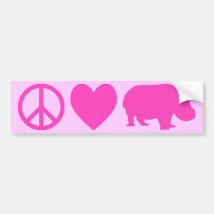 Roze vredesliefde en hippos bumpersticker