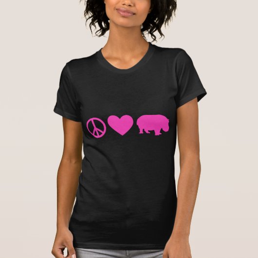 Roze vredesliefde en hippos t-shirt (Voorkant)