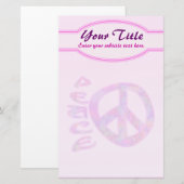 Roze vredespostuur briefpapier (Voorkant / Achterkant)