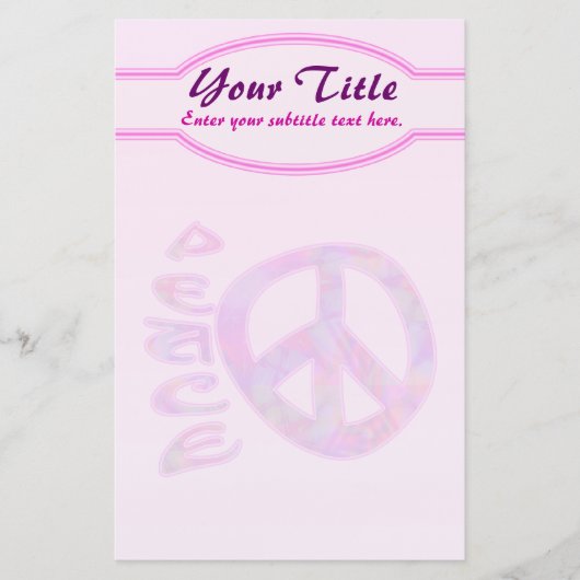 Roze vredespostuur briefpapier (Voorkant)