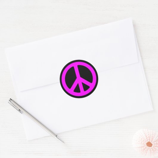 Roze Vredessymbool Stickers (Envelop)