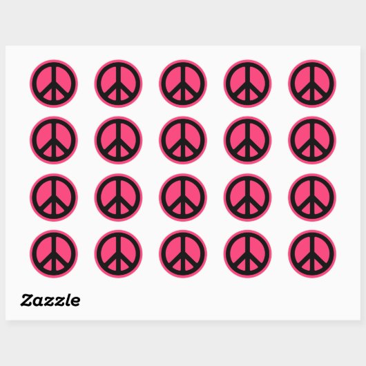 Roze Vredessymbool Stickers (Vel)