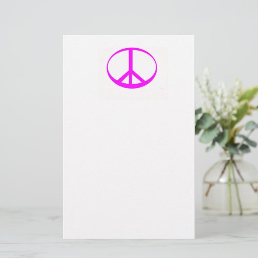 Roze Vredesteken Briefpapier (Staand voorkant)