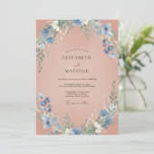 Roze Vredige Wilde Bloemen Bruiloft Kaart (Staand voorkant)