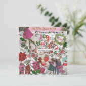 Roze Vreugde aan de Wereld Kerstmis Vlak Wenskaart (Staand voorkant)