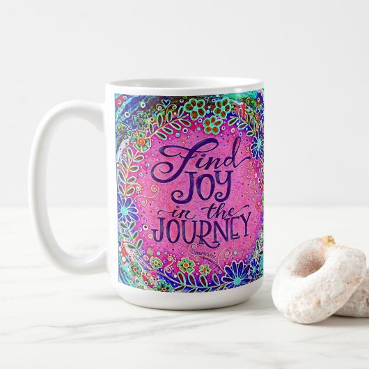  Roze Vreugde in de Reis Quote Inspirivity Koffiemok (Met donut)