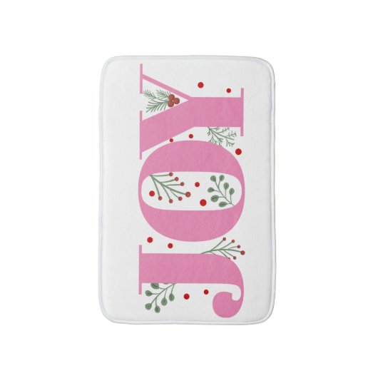 Roze Vreugde met bessen Kerstvakantie Badmat (Voorkant Verticaal)