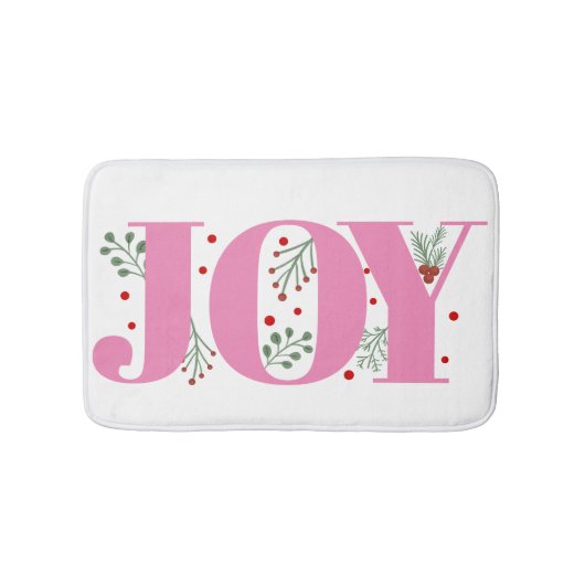 Roze Vreugde met bessen Kerstvakantie Badmat (Voorkant)
