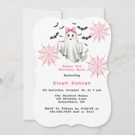 Roze Vriendelijk Meisje Spook met Bats Verjaardags Kaart