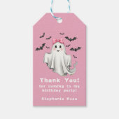 Roze Vriendelijk Meisje Spook Met Vliegboten Cadeaulabel (Voorkant)