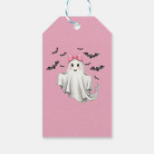 Roze Vriendelijk Meisje Spook Met Vliegboten Cadeaulabel (Achterkant)