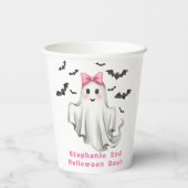 Roze Vriendelijk Meisje Spook Met Vliegboten Papieren Bekers (Achterkant)