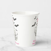 Roze Vriendelijk Meisje Spook Met Vliegboten Papieren Bekers (Links)