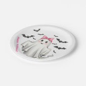 Roze Vriendelijk Meisje Spook Met Vliegboten Papieren Bordje (Gekanteld)