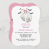 Roze vriendelijke meisje geest met vleermuizen ver kaart (Voorkant / Achterkant)