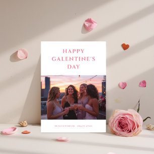 Roze vrienden voor altijd Girly Galentines Day Fot Feestdagenkaart