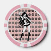 roze vriendin danseres poker chips (Voorkant)